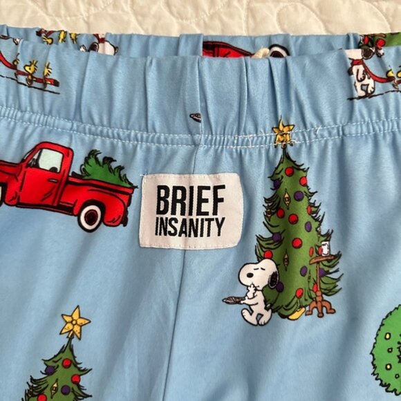 Brief Insanity Snoopy Peanuts Christmas Tree Pajama Lounge Pants Holiday Small - Picture 2 of 10